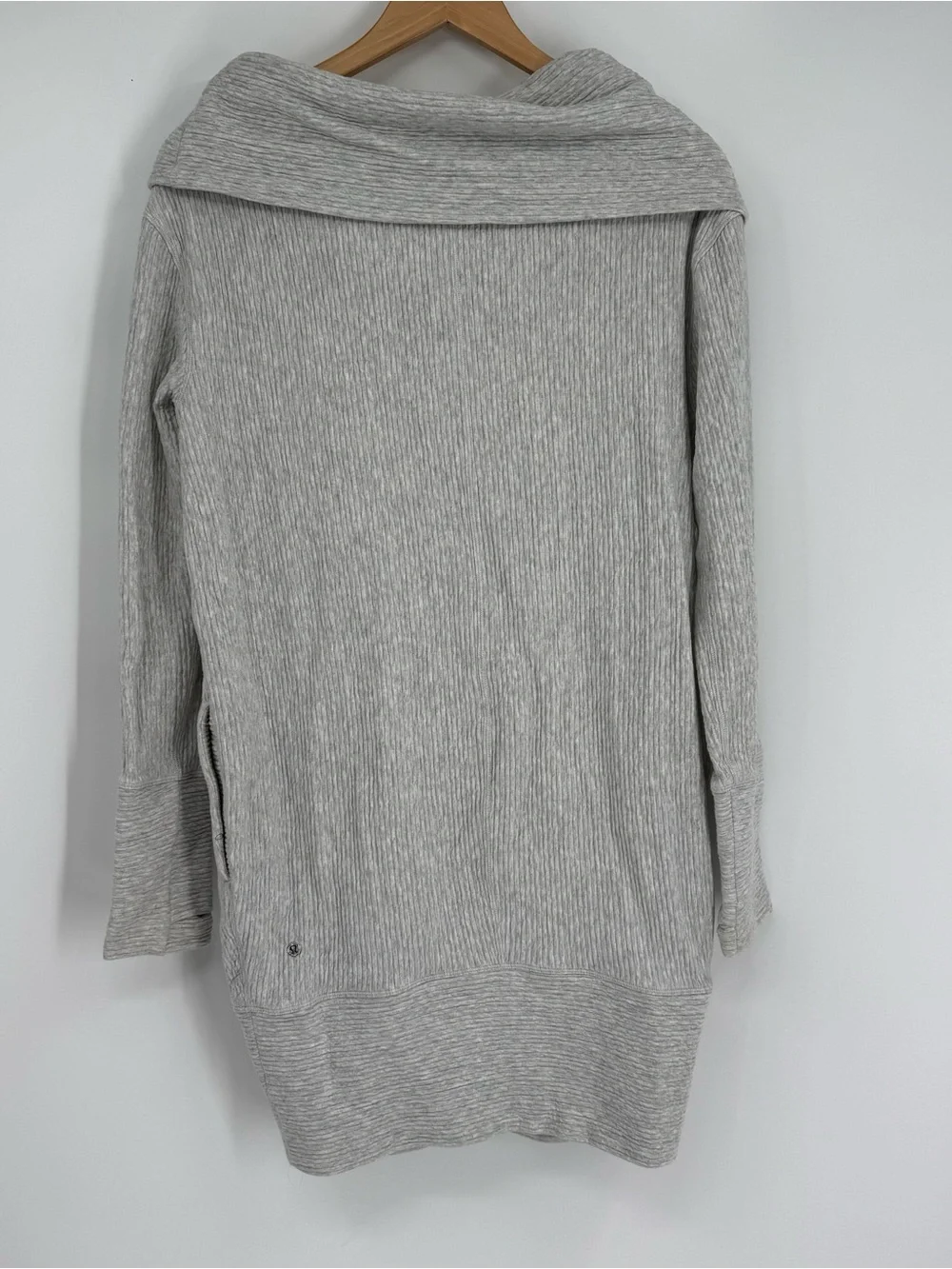 Lululemon Along the Way Cozy Ribbed Dress Mini Grey Mock Neck Knit Size S